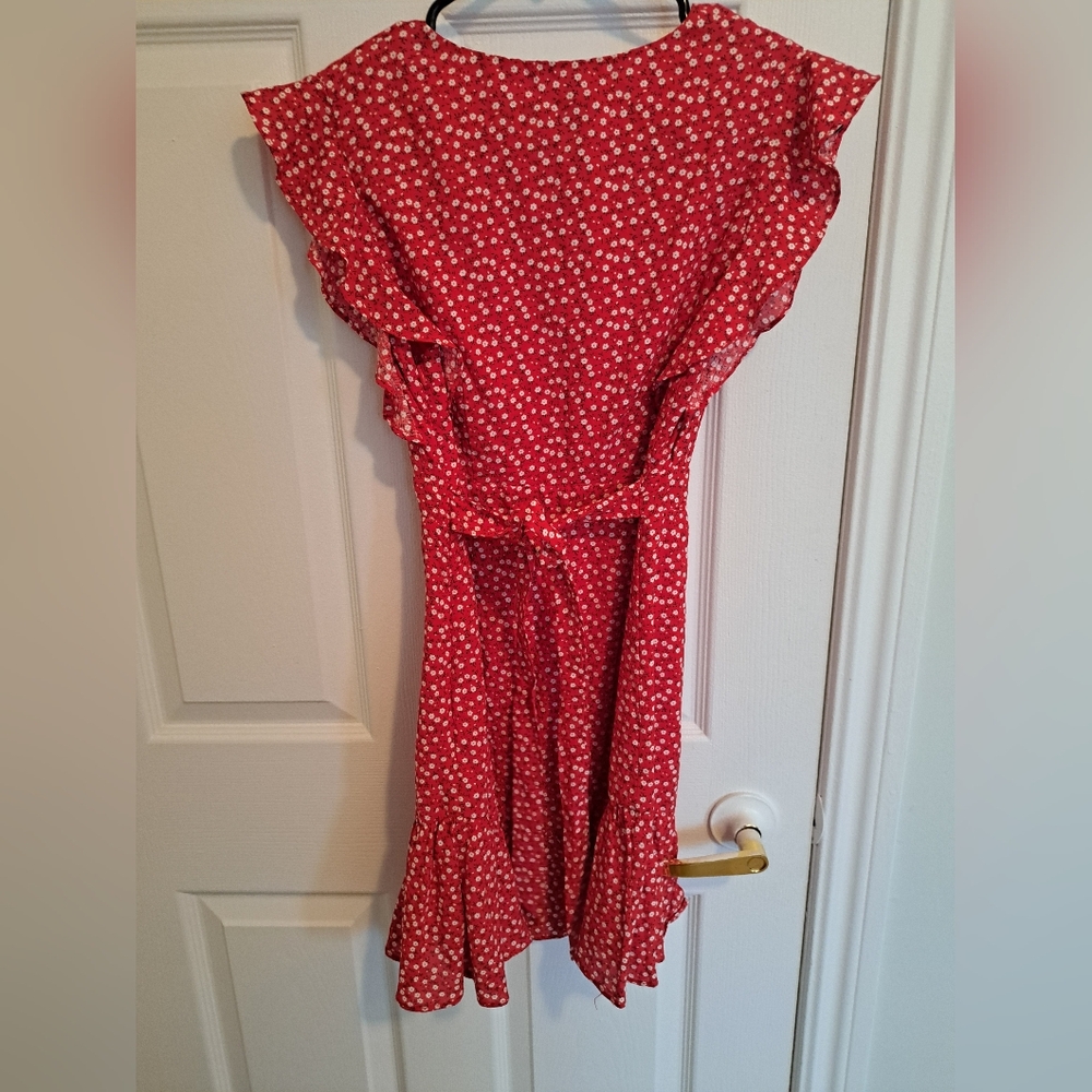 Red Floral Ruffle Dress - Picture 5 of 5